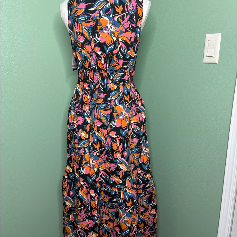 nwt French Connection Black and Pink Floral Maxi Dress small - Picture 2 of 15